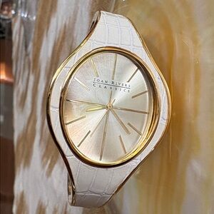 NWOT Joan Rivers Classics Gold and White Cuff Watch